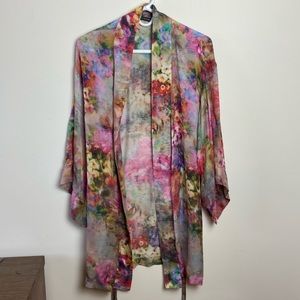 Josie Natori water lilies silk robe size medium
